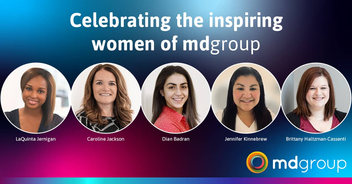 celebrating the inspiring women of mdgroup - shows image of mdgroup team members smiling